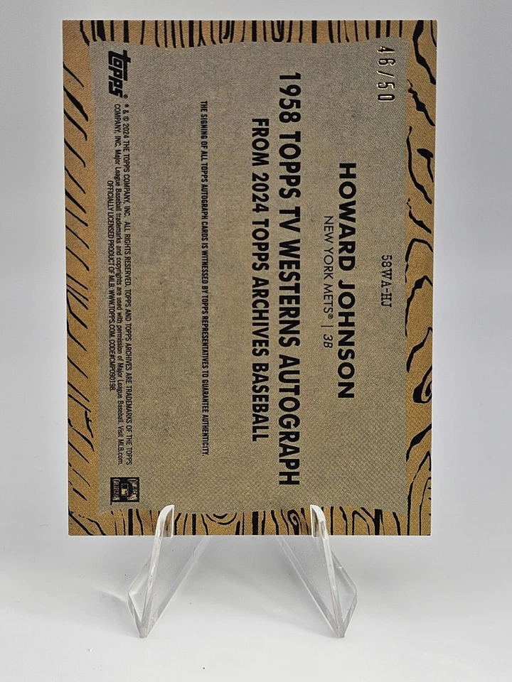 2024 Topps Archives /50 GOLD 1958 TV Westerns Auto Howard Johnson #58TV-HJ Mets - Image 2 of 2