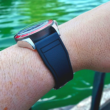 Natural Rubber Watch Strap Band Deployment Clasp Pilot Flieger 20mm 21mm 22mm UK