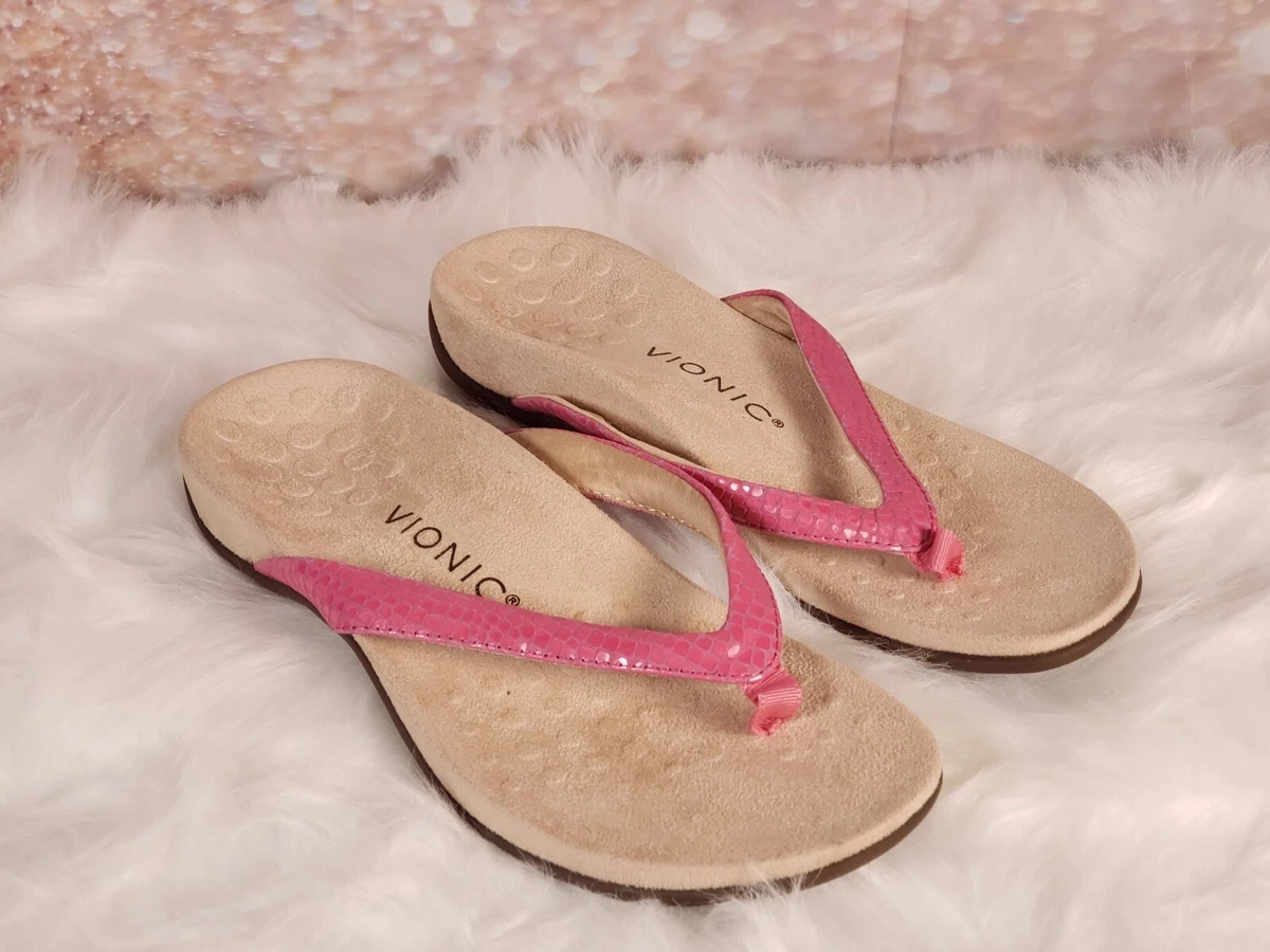 Vionic Leather Thong Sandals Dillon Love Potion Pink eBay