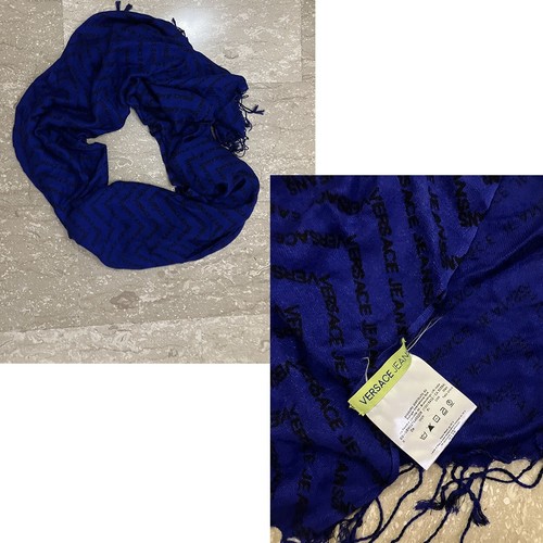 Versace Jeans Couture - Stola in poliestere blu turchese scuro e nero - Foto 4 di 4