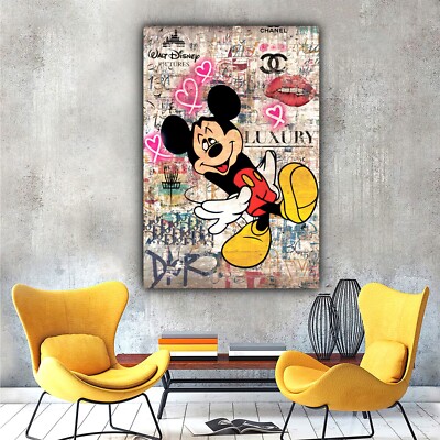 Mickey Mouse Banksy Pop Art Street Art, Kids Wall Art, Disney Art Home Gallery