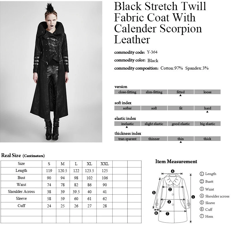 Punk Rave Gothic Motorcycle Gothic Streampunk Rock Long&short Hoodie Jacket Coat - Image 3 of 3