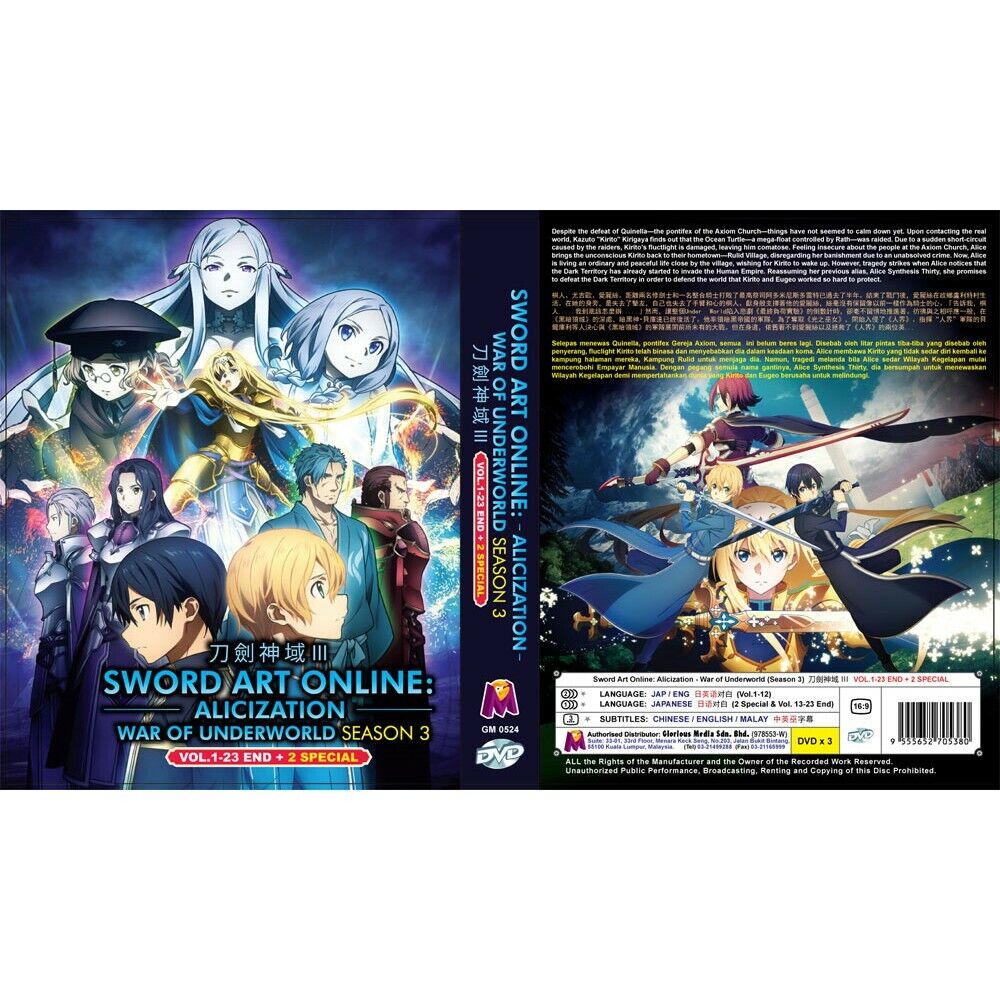 Box Dvd Anime Sword Art Online 3 Alicization + 2 Filme Hd