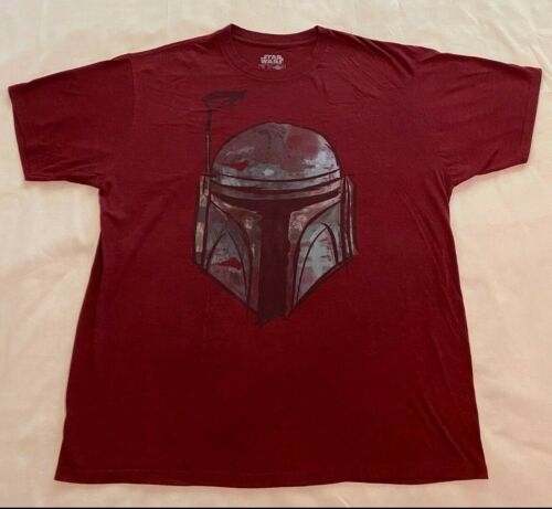 Star Wars Bounty Hunter BOBA FETT Graphic Burgundy T-Shirt Size XL   - Picture 1 of 8