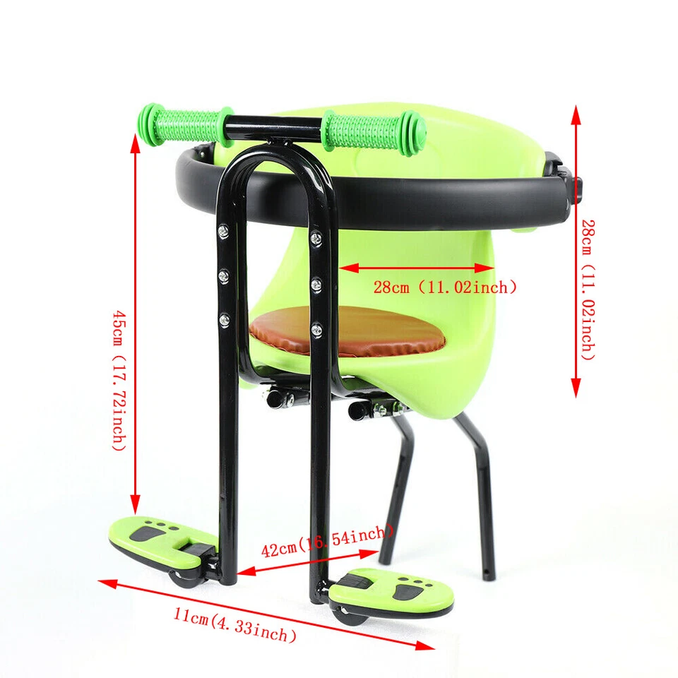 Baby Bike Seat Front Bicycle Seat Kids Safety Saddle Children Carrier w/Handrail - Image 3 of 4