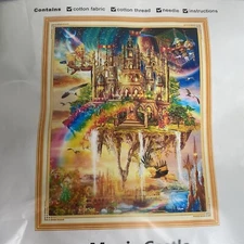 Magxvouy Cross Stitch Kit MAGIC CASTLE Printed Fabric Thread Needle 16x20
