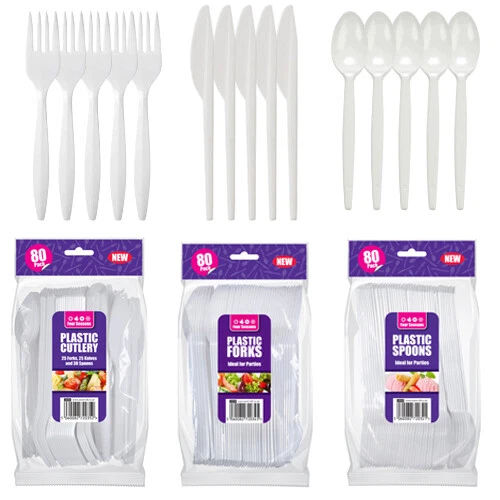 Disposable Cutlery Set Plastic Forks Spoons Knives Set for Catering Wedding