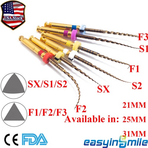 6Pcs Dental Endo NITI Rotary X-Pro Gold Taper Files SX-F3 21/25/31MM For Motor