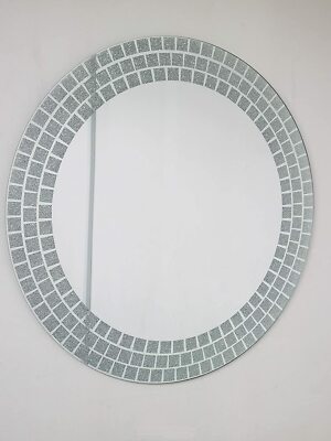 50 cm großer runder Wandspiegel Rahmen quadratisch Glitzer Ecke ohne Badezimmer