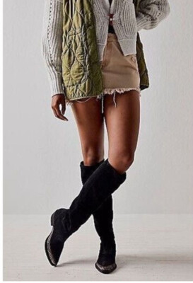 NEW FREE PEOPLE Sz 40 STERLING WESTERN TALL BOOTS ON BLACK | eBay