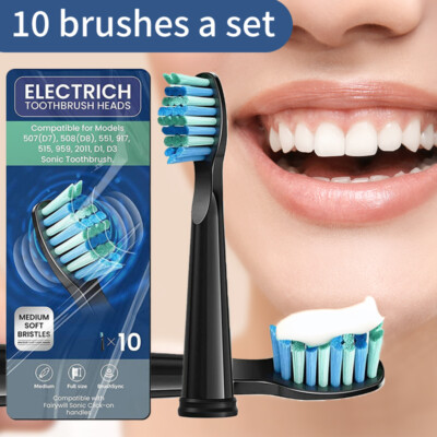 10 Brushes Electric Tooth Brush Heads Replacements Action for Fairywill 507/d1