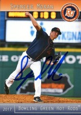 2017 Bowling Green Hot Rods SPENCER MORAN Signed Card autograph RAYS