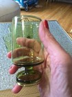 Set Of 4 Vintage Green Pedestal Juice Glasses  — photo 2