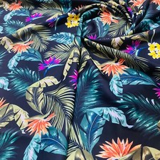 Printed Neon Floral Leaves Stretch Fabric 60"Wide Swimsuit Spandex By The Yard