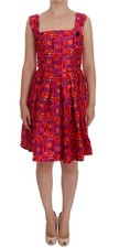 Dolce & Gabbana Pink Patterned A-line Above Knees Women's Dress Authentic