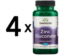 4 X Swanson Zinc Gluconate, 30Mg - 250 Tabs (54,95 Eur/Kg)