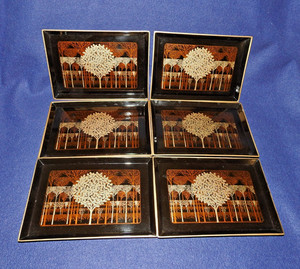 6 Black 5.25" x 7.5" Cocktail Trays