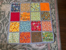 adorable baby boys crib quilt blanket cars trucks numbers orange blue green