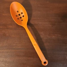 Orange Plastic Slotted Spoon Kitchen Utensil