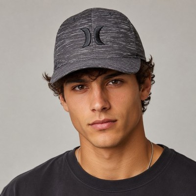 Hurley Flexfit L/XL Gray Space Dye Fitted Hat Surf Skate Streetwear Athletic Cap