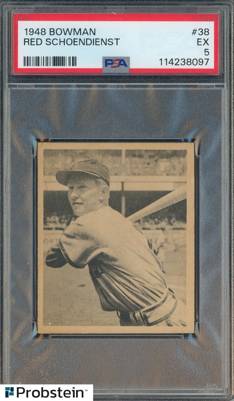 1948 Bowman #38 Red Schoendienst St Louis Cardinals RC Rookie HOF PSA 5 EX