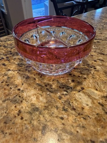 U.S. Glass KINGS CROWN Ruby Stained Round Finger Bowl (Double Flashed)