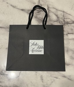 NEW Saks Fifth Avenue Signature Paper  Shopping Bag Rope Handle 10.5”x8.8”x 5.5”
