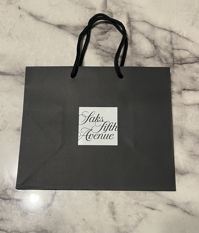 NEW Saks Fifth Avenue Signature Paper  Shopping Bag Rope Handle 10.5”x8.8”x 5.5”