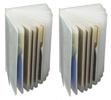 Set of 2 Insert Wallet Clear Plastic 12 Pages Trifold Picture Card Holder
