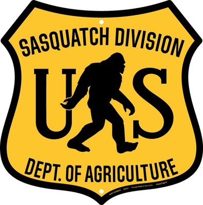 HangTime SASQUATCH DIVISION DEPT OF AGRICULTURE 12x12 inch Route sign