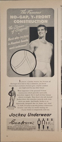 1944 Jockey underware for Men Vintage Ad No Gap Y front