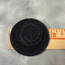 Vintage Black Fabric Covered Button   2" Round Spiral Design   Sew Through