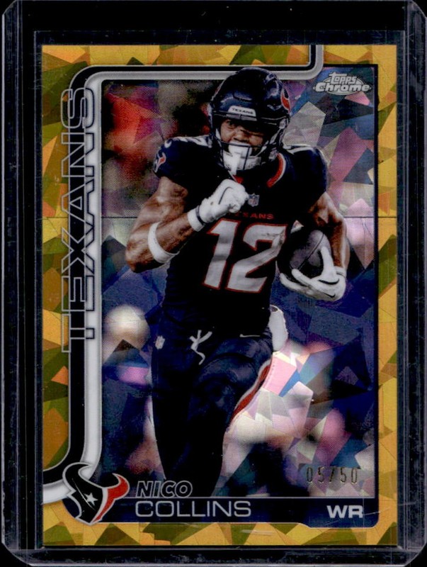 2025 Topps Chrome Sapphire Nico Collins Gold Refractor #/50 Texans