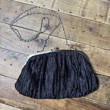 Neiman Marcus Beautiful Black Evening Bag With Silver Chain Optional Classic Vtg