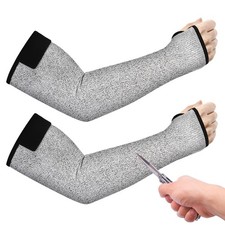 1 Pair Cut Resistant Arm Sleeves with Thumb Hole for Gardening Welding Farming
