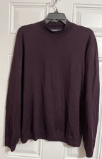 Brooks Brothers Extra Fine Italian Wool Sweater Men  s L Burgundy Pullover Knit