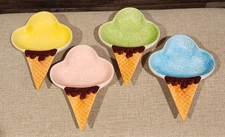 Ceramic ice cream cone dishes or candy dishes by Set of 4 New no box