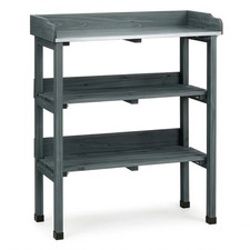 Wooden Potting Table Flower Plant Workbench Garden Greenhouse w/ 3 Shelves UK