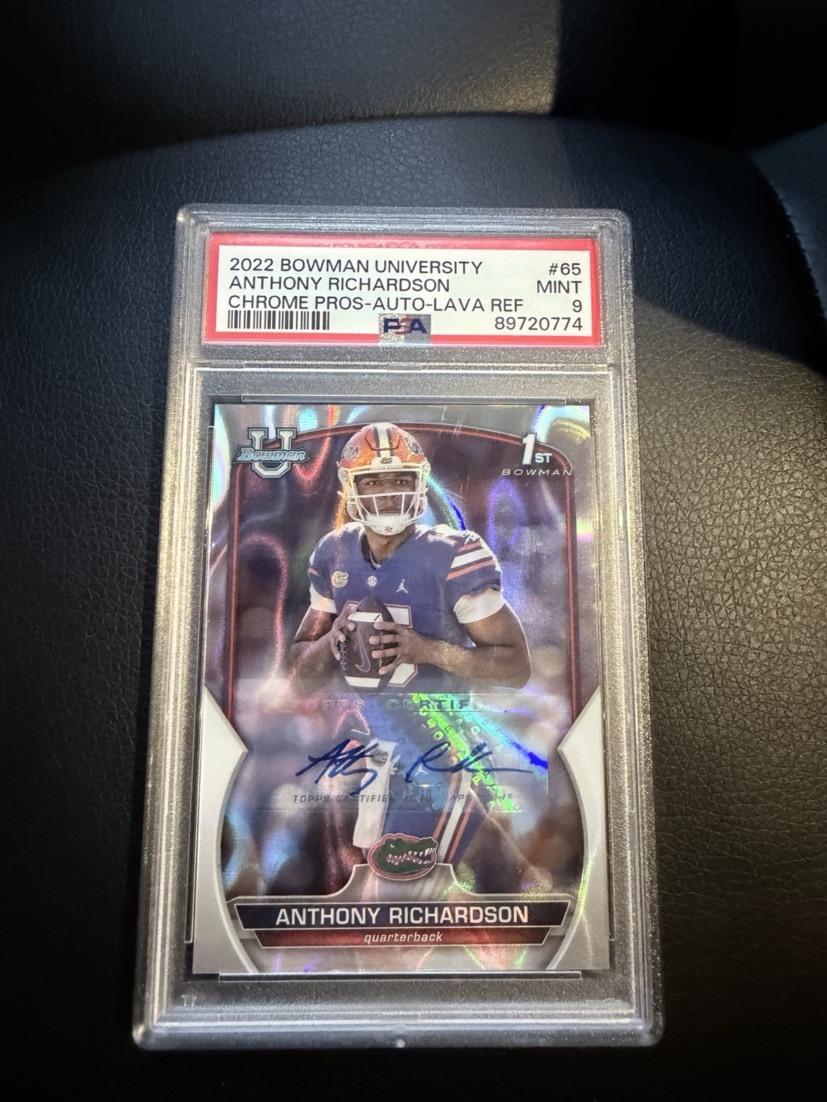 2022 Bowman University Chrome Autographs Anthony Richardson Lava Refractor /199