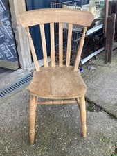 Sedia da Pranzo in Legno Massello Bastone Marrone Schienale a Doghe Cucina Naturale