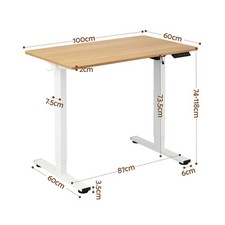 Artiss Standing Desk Electric Adjustable Ergonomic Office Table 100cm Oak — image 3