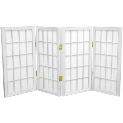 2 ft. Short Desktop Window Pane Shoji Screen - White - 4 Panels