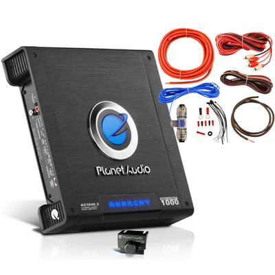 Planet Audio AC1000.2 MOSFET Car Amplifier & Install Bay AK8OFC Amp Install Kit
