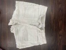 Zara Kids Light Mint Denim Shorts with Frayed Hem Size 10