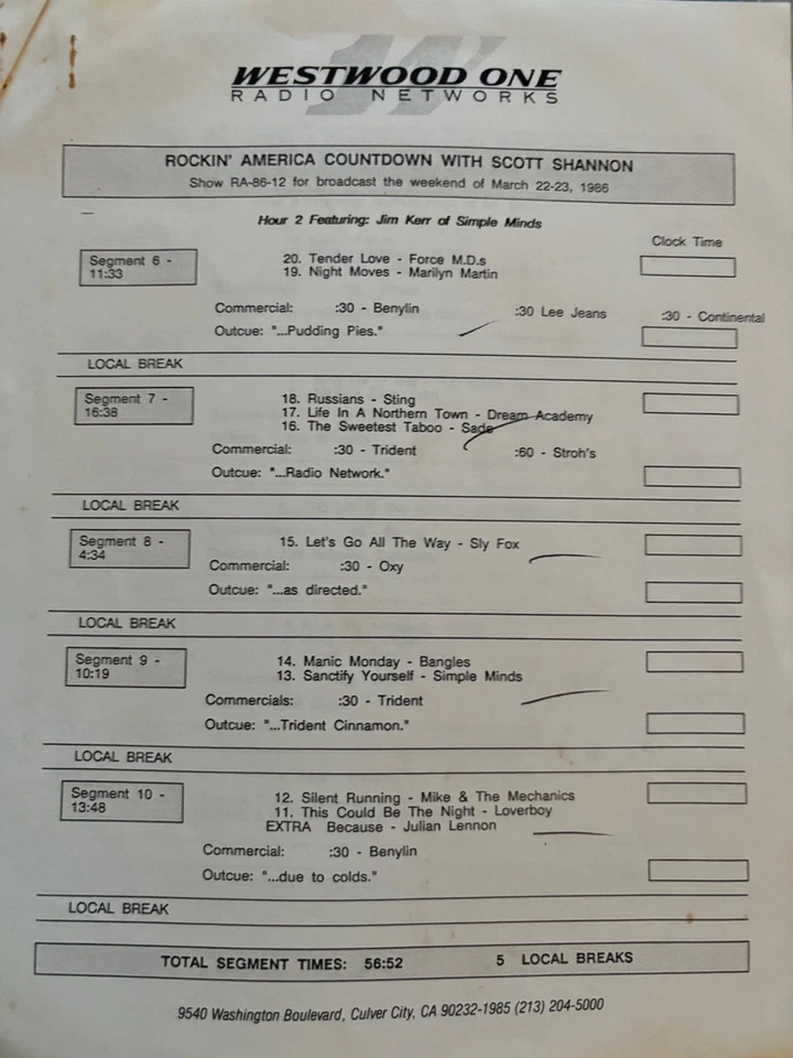 3/22/86 SCOTT SHANNON's TOP 30 COUNTDOWN 3 LP's w/CUES - Image 4 of 4