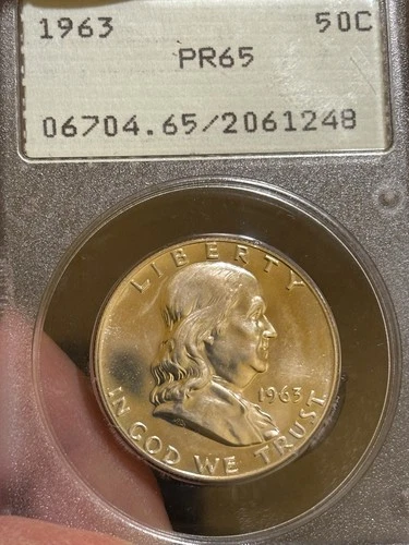 1963 Proof Franklin Half In Old Rattler Holder PCGS Pr65 Ogh