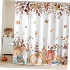 Fall Pumpkin Shower Curtain Set Watercolor Autumn Maple 72x72inch Fall 4
