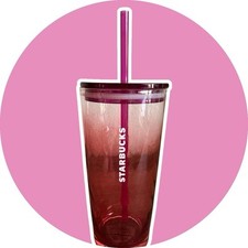 Starbucks 18 oz Glass Pink Ombre Tumbler Swirl Spring 2020 Collection