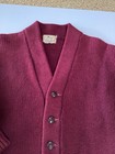 Vintage 40s 50s Burgundy Wool Letterman Cardigan Sweater Knit Stripe Sleeve — photo 2