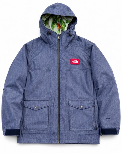 The North Face HyVent Mens M Blue Waterproof Ski Jacket Tropical Print Lining